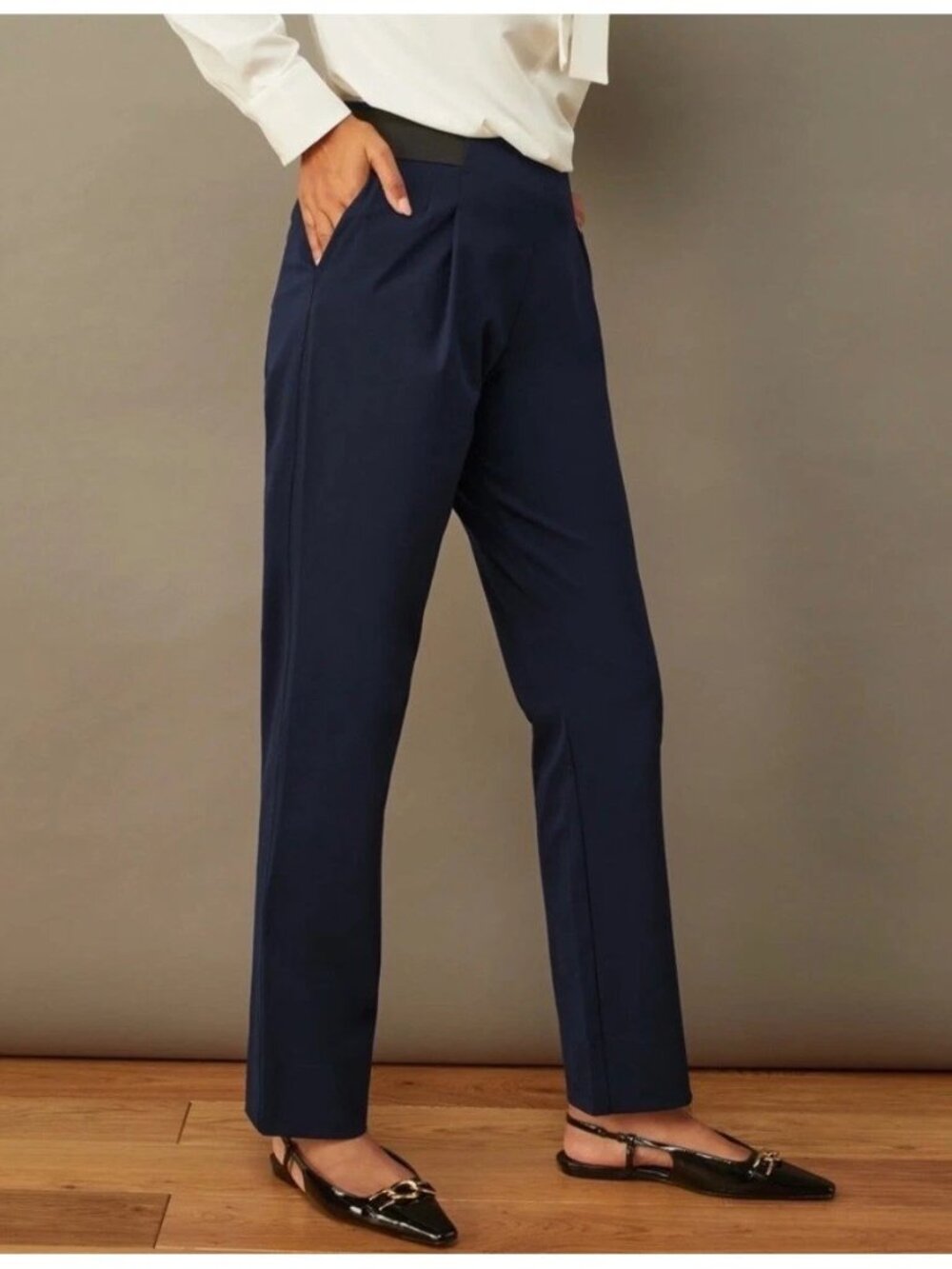 Aday Navy Turn it Up Pants Women's Size Large Travel Stretch Nylon Performance